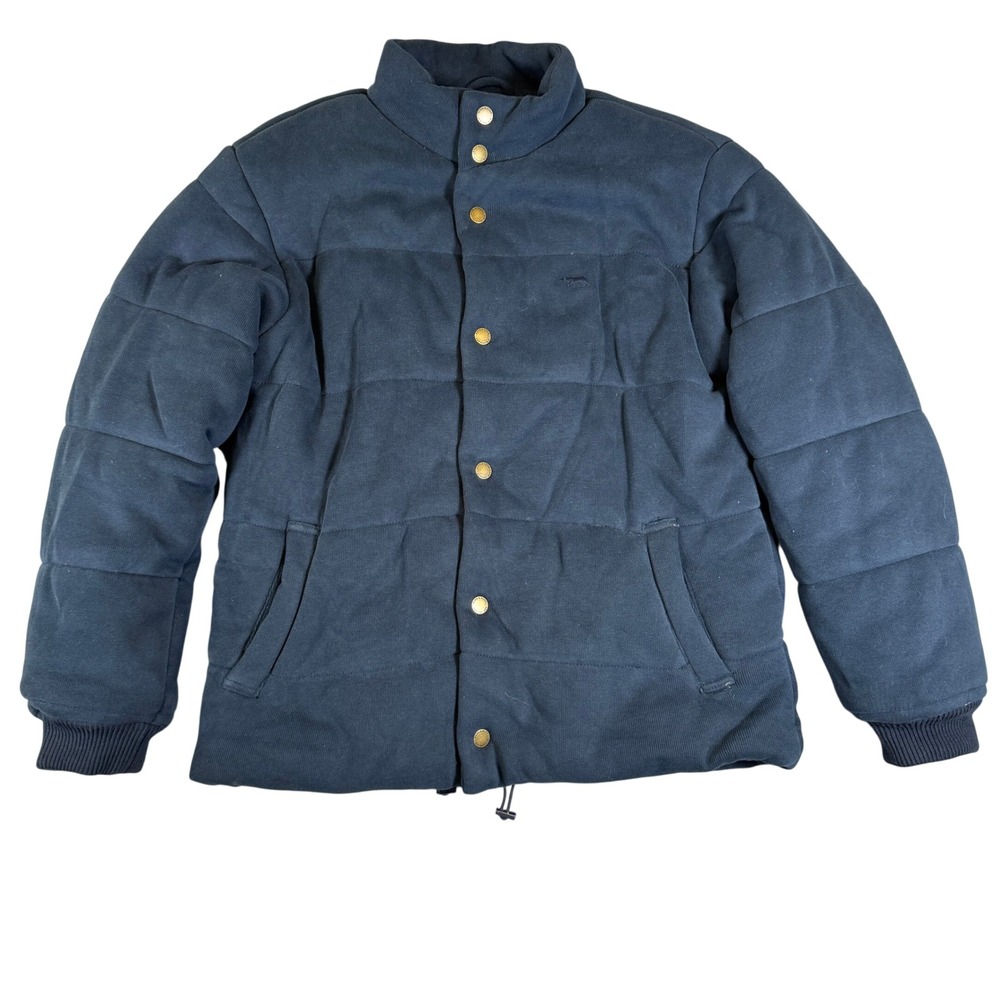 Rodd & Gunn Mens Navy Blue Knit Quilted Puffer Jacket Snap Front Size Large